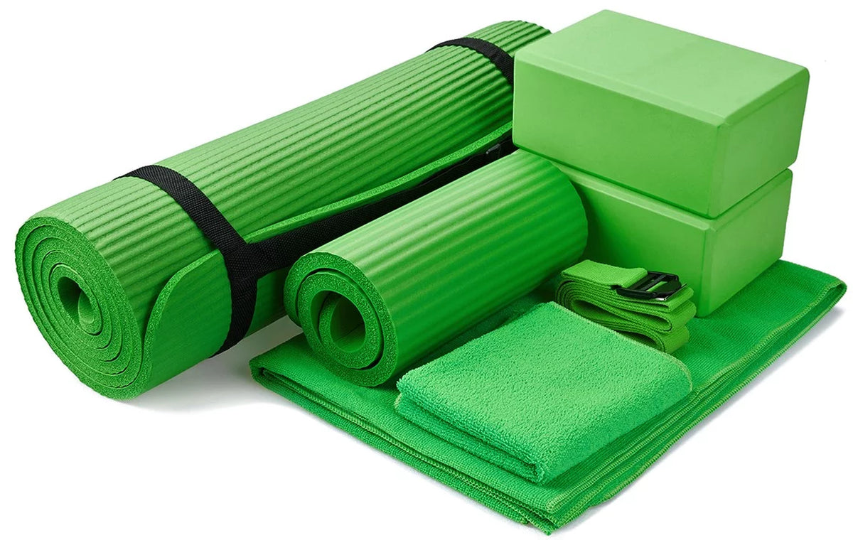 7-Piece Set - Include Yoga Mat with Carrying Strap, 2 Yoga Blocks, Yoga Mat Towel, Yoga Hand Towel, Yoga Strap and Yoga Knee Pad