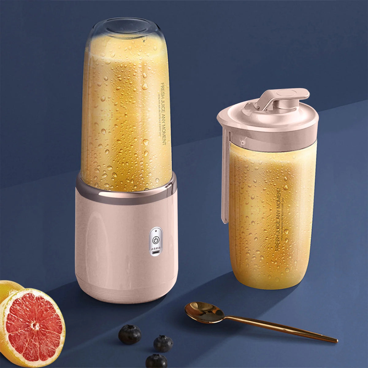 Portable USB Rechargeable Blender, 400Ml Smoothie Maker with 6 Blades, for Shakes Juice, Travel Sports Outdoor, 2000Mah Battery, 40W Power