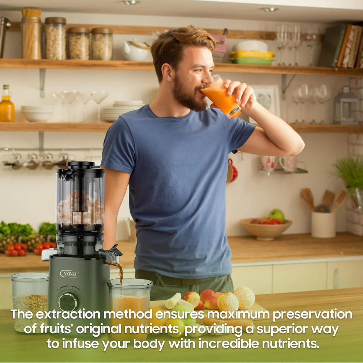 Cold Press Juicer Fruit Machine - Electric Juice Maker Extractor Squeezer, Slow Masticating Fresh Juicers Blender Machines Easy Clean for Whole Vegetable & Fruits, Juicing Pressed Kitchen Appliances