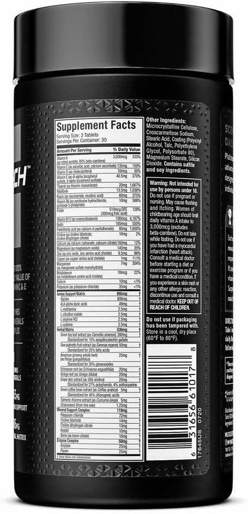 Muscletech Platinum Multivitamins for Men & Women - Multi-Vitamin Supplement for Immune Support - 18 Vitamins & Minerals, Vitamin a C D E B6 B12 - Daily Workout Supplements for Men - 90 Capsules
