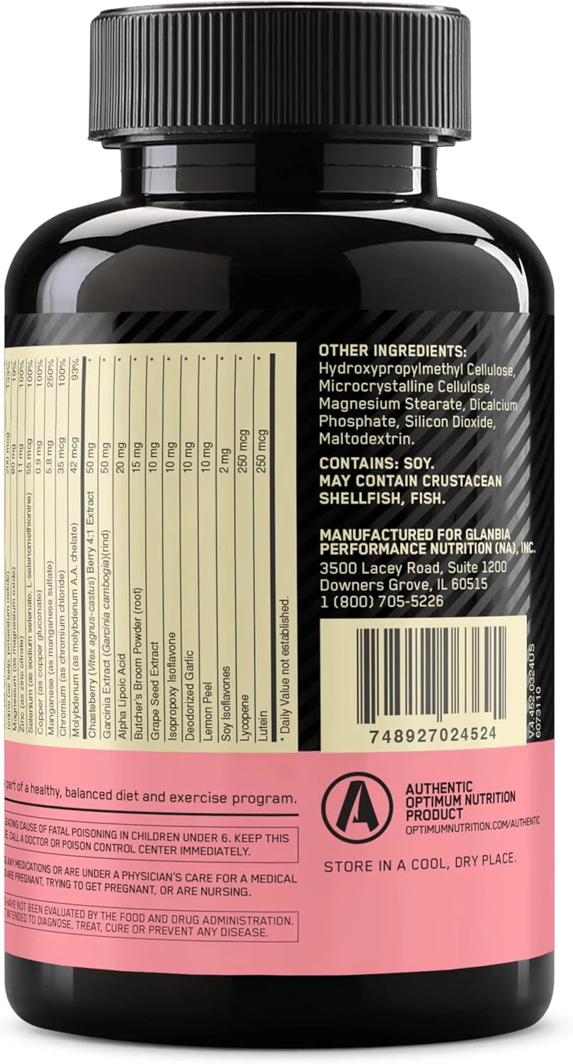 Optimum Nutrition Opti-Women, Vitamin C, Zinc and Vitamin D for Immune Support Womens Daily Multivitamin Supplement with Iron, Capsules, 120 Count